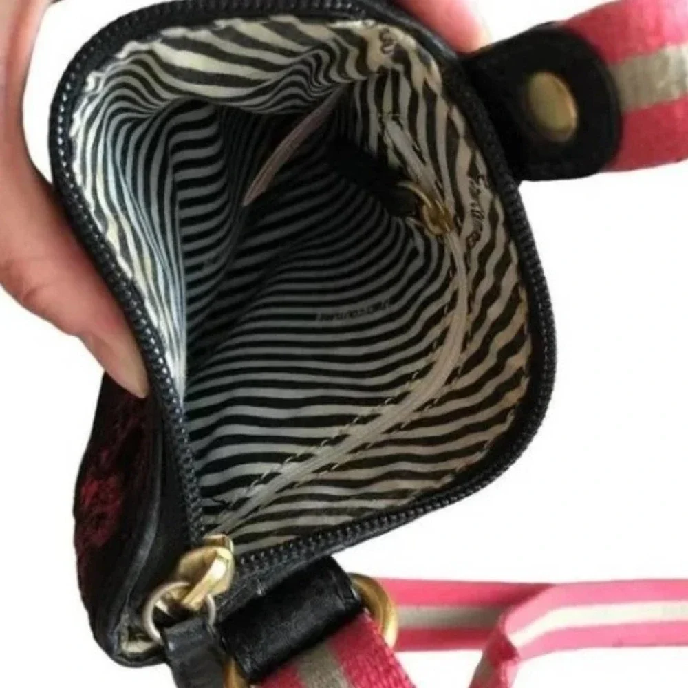 Juicy Couture Crossbody BLACK VELVET Shoulder Bag Purse Adjustable EMBROIDERED